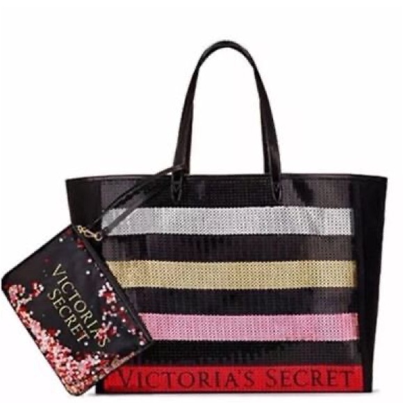 Victoria's Secret Handbags - Victoria’s Secret sequin tote bag and pouch